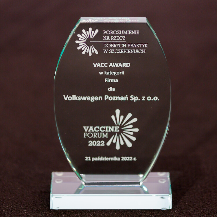 Volkswagen Poznań nagrodzony za osiągnięcia w dziedzinie szczepień ochronnych pracowników