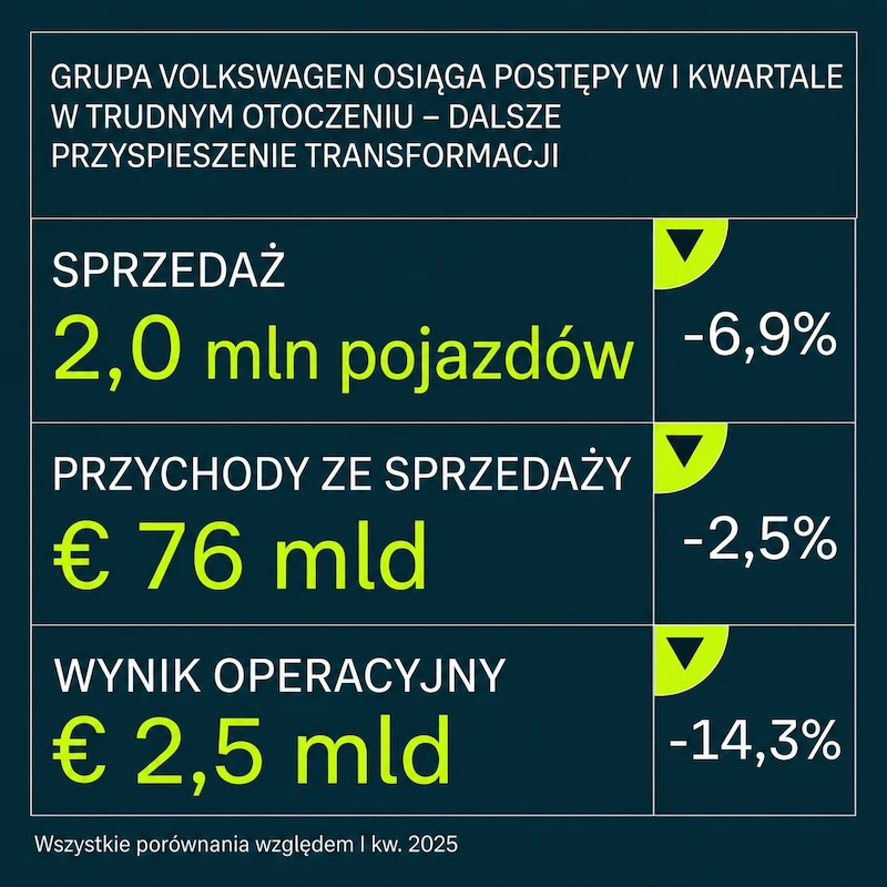 I kw. 2026 r. - Grupa Volkswagen notuje postępy w wymagającym otoczeniu - koszty stałe obniżone o miliard euro, dalsze przyspieszanie transformacji - 2.